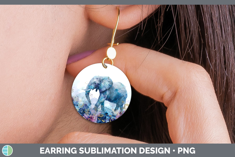 Elephant Best Sellers 02 Alcohol Ink Round Earrings Sublimat