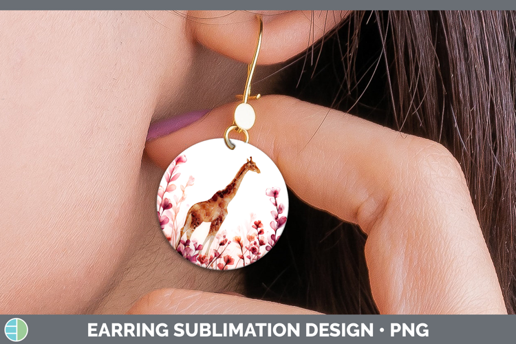 Giraffe Best Sellers 02 Alcohol Ink Round Earrings Sublimati