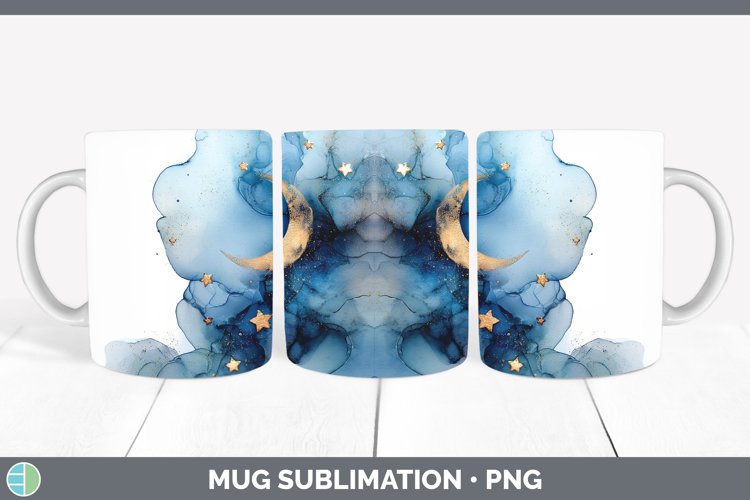 Moon and Stars Best Sellers 02 Alcohol Ink Mug Wrap Sublimat