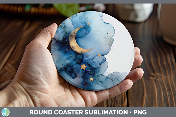 Moon and Stars Best Sellers 02 Alcohol Ink Round Coaster Sub