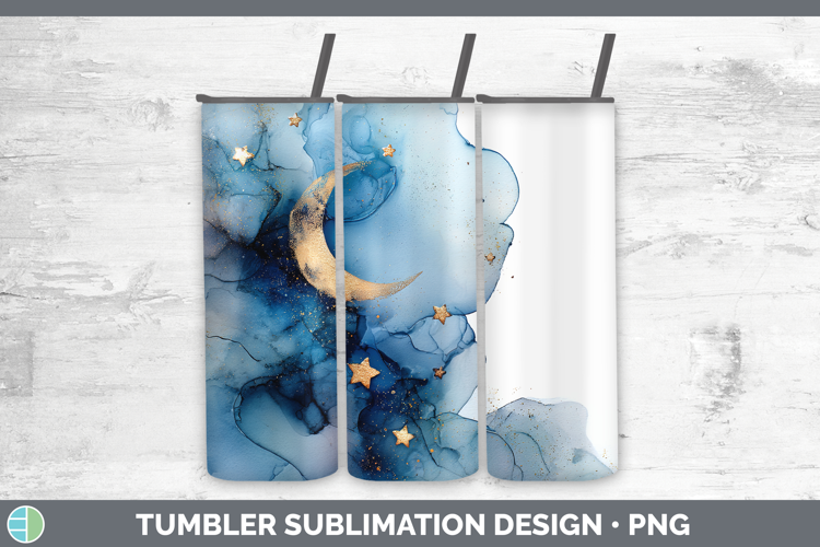 Moon and Stars Best Sellers 02 Alcohol Ink Tumbler Sublimati
