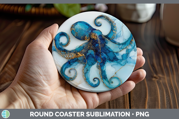 Octopus Best Sellers 02 Alcohol Ink Round Coaster Sublimatio