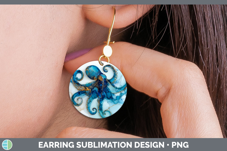 Octopus Best Sellers 02 Alcohol Ink Round Earrings Sublimati