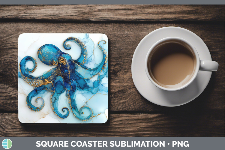 Octopus Best Sellers 02 Alcohol Ink Square Coaster Sublimati