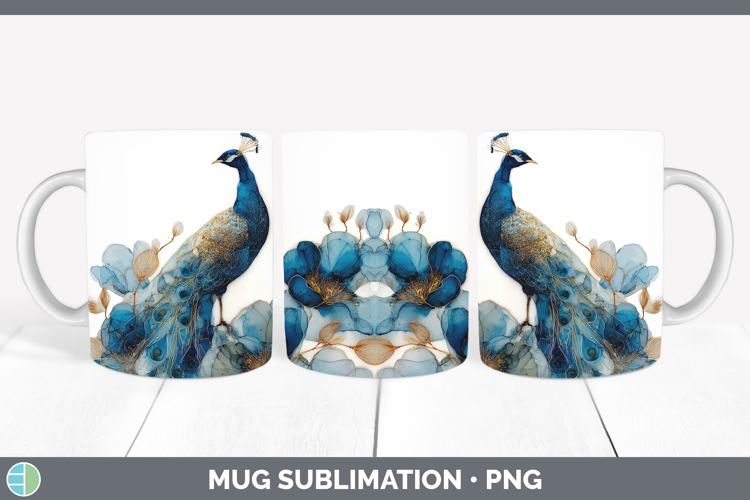 Peacock Best Sellers 02 Alcohol Ink Mug Wrap Sublimation Des