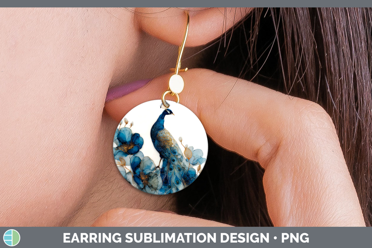 Peacock Best Sellers 02 Alcohol Ink Round Earrings Sublimati