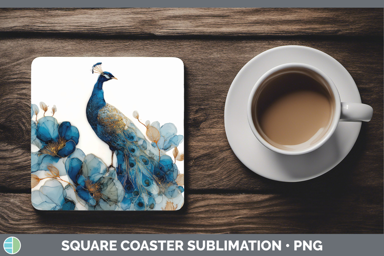 Peacock Best Sellers 02 Alcohol Ink Square Coaster Sublimati