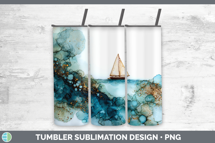 Sail Boat Best Sellers 02 Alcohol Ink Tumbler Sublimation De