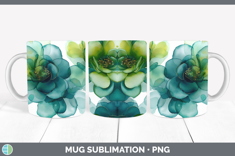 Succulents Best Sellers 02 Alcohol Ink Mug Wrap Sublimation