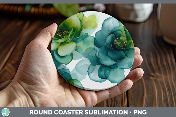 Succulents Best Sellers 02 Alcohol Ink Round Coaster Sublima