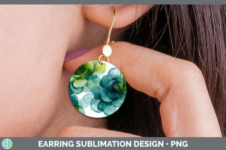Succulents Best Sellers 02 Alcohol Ink Round Earrings Sublim