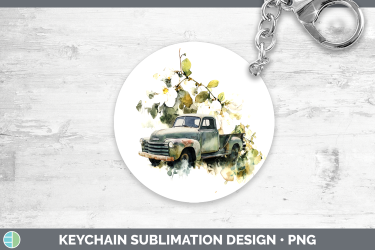 Vintage Truck Best Sellers 02 Alcohol Ink Keychain Sublimati