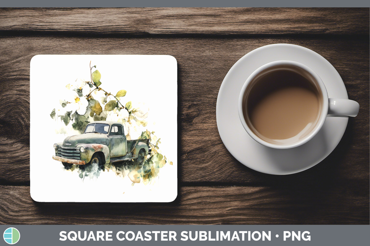 Vintage Truck Best Sellers 02 Alcohol Ink Square Coaster Sub