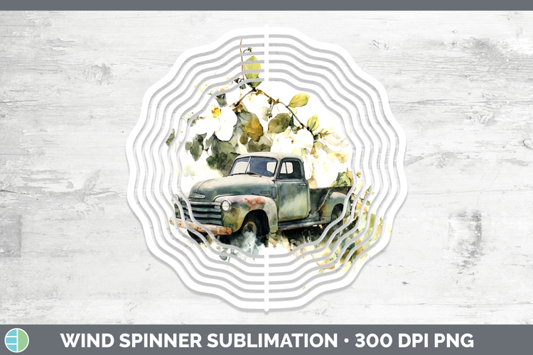 Vintage Truck Best Sellers 02 Alcohol Ink Wind Spinner Subli