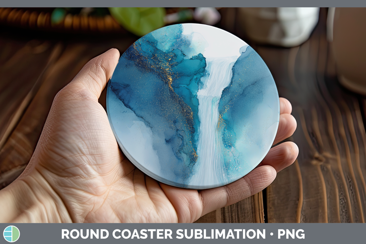 Waterfall Best Sellers 02 Alcohol Ink Round Coaster Sublimat