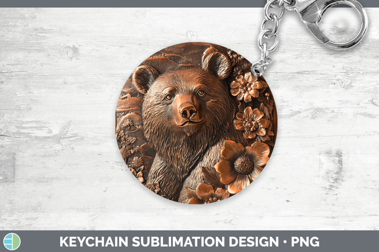 Best Sellers 02 Copper Relief Bear Keychain Sublimation Keyr