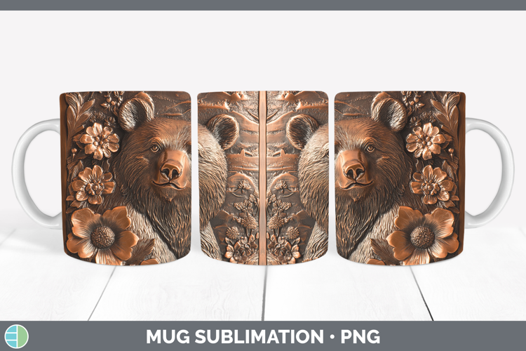 Best Sellers 02 Copper Relief Bear Mug Wrap Sublimation Coff