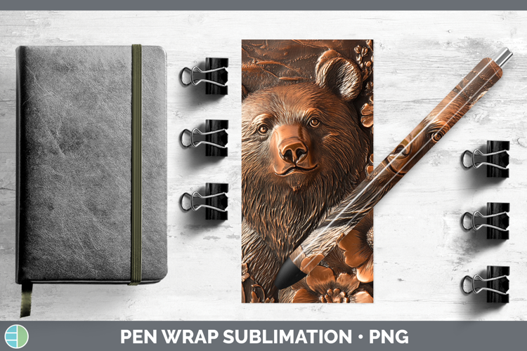 Best Sellers 02 Copper Relief Bear Pen Wrap Sublimation Pen