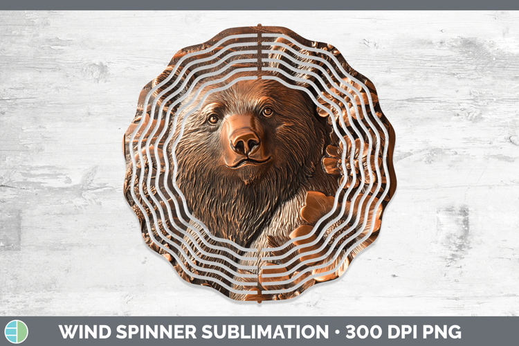 Best Sellers 02 Copper Relief Bear Wind Spinner Sublimation
