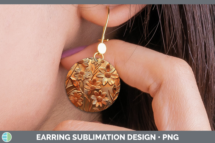 Best Sellers 02 Copper Relief Daisies Round Earrings Sublima