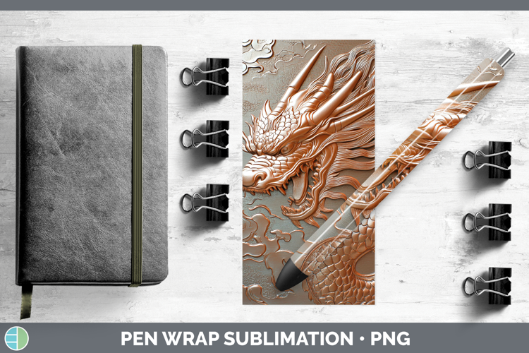 Best Sellers 02 Copper Relief Dragon Pen Wrap Sublimation Pe