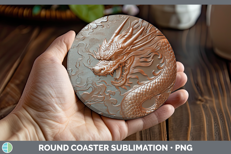 Best Sellers 02 Copper Relief Dragon Round Coaster Sublimati