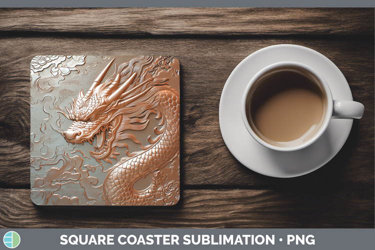 Best Sellers 02 Copper Relief Dragon Square Coaster Sublimat
