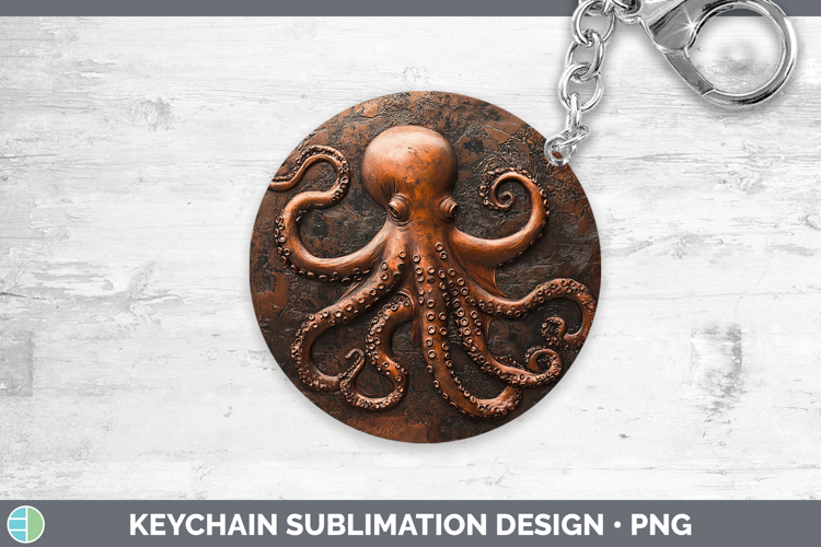 Best Sellers 02 Copper Relief Octopus Keychain Sublimation K