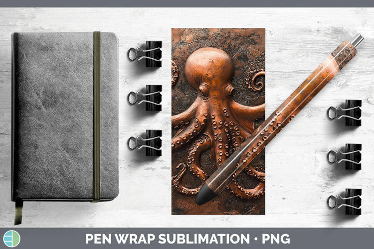 Best Sellers 02 Copper Relief Octopus Pen Wrap Sublimation P