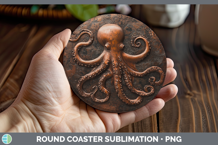 Best Sellers 02 Copper Relief Octopus Round Coaster Sublimat