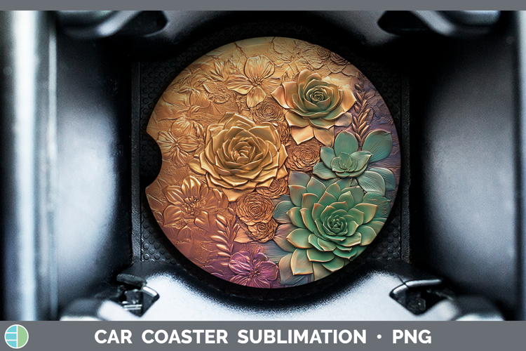 Best Sellers 02 Copper Relief Succulents Car Coaster Sublima