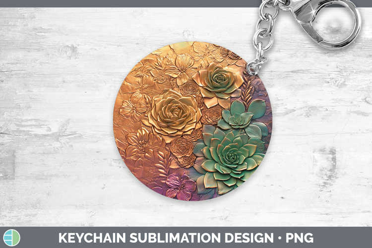 Best Sellers 02 Copper Relief Succulents Keychain Sublimatio
