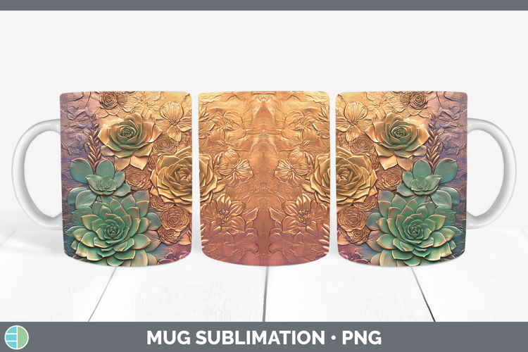 Best Sellers 02 Copper Relief Succulents Mug Wrap Sublimatio