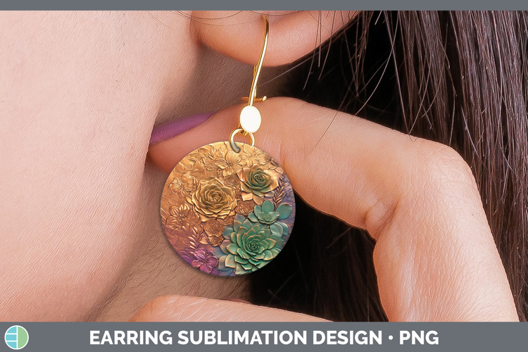Best Sellers 02 Copper Relief Succulents Round Earrings Subl