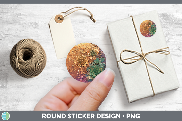Best Sellers 02 Copper Relief Succulents Stickers | Round La