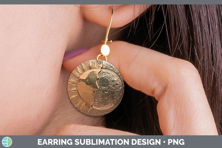 Best Sellers 02 Copper Relief Sun and Moon Round Earrings Su