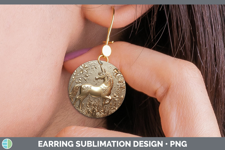 Best Sellers 02 Copper Relief Unicorn Round Earrings Sublima
