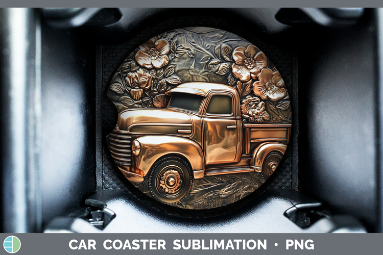 Best Sellers 02 Copper Relief Vintage Truck Car Coaster Subl