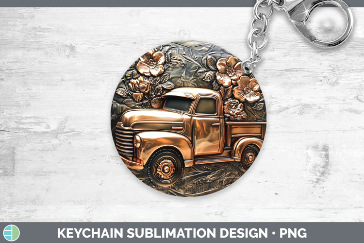 Best Sellers 02 Copper Relief Vintage Truck Keychain Sublima