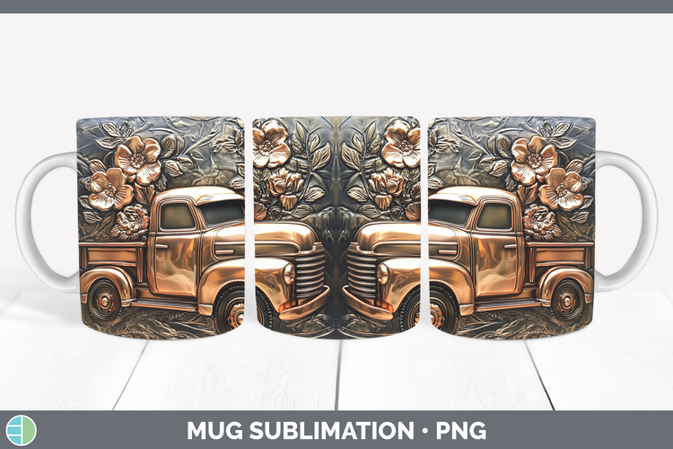 Best Sellers 02 Copper Relief Vintage Truck Mug Wrap Sublima