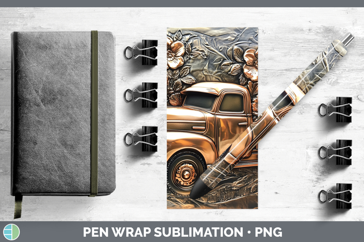 Best Sellers 02 Copper Relief Vintage Truck Pen Wrap Sublima