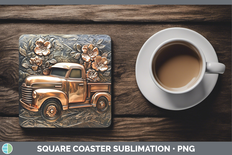 Best Sellers 02 Copper Relief Vintage Truck Square Coaster S