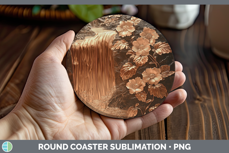 Best Sellers 02 Copper Relief Waterfall Round Coaster Sublim