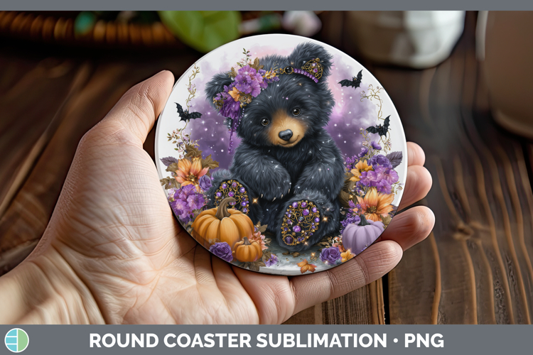 Best Sellers 02 Cute Halloween Bear Round Coaster Sublimatio