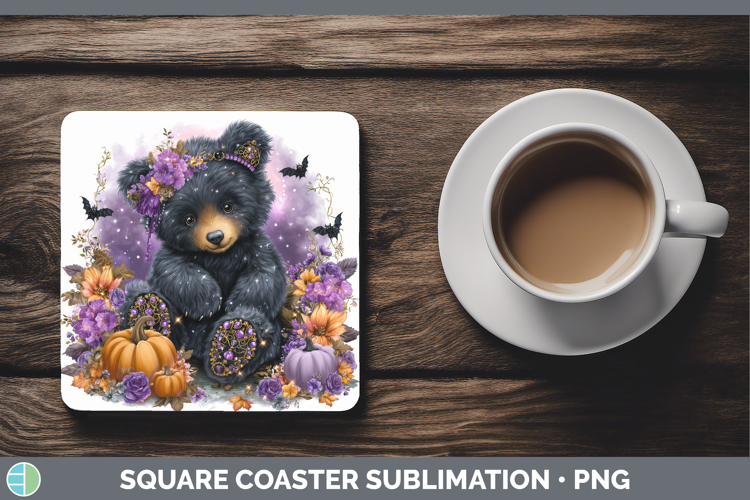 Best Sellers 02 Cute Halloween Bear Square Coaster Sublimati