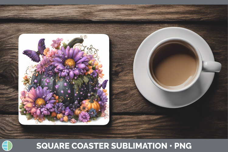 Best Sellers 02 Cute Halloween Daisies Square Coaster Sublim