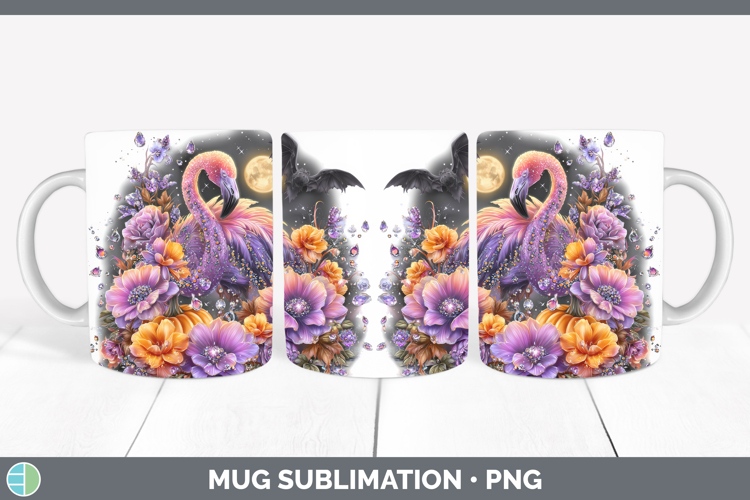 Best Sellers 02 Cute Halloween Flamingo Mug Wrap Sublimation