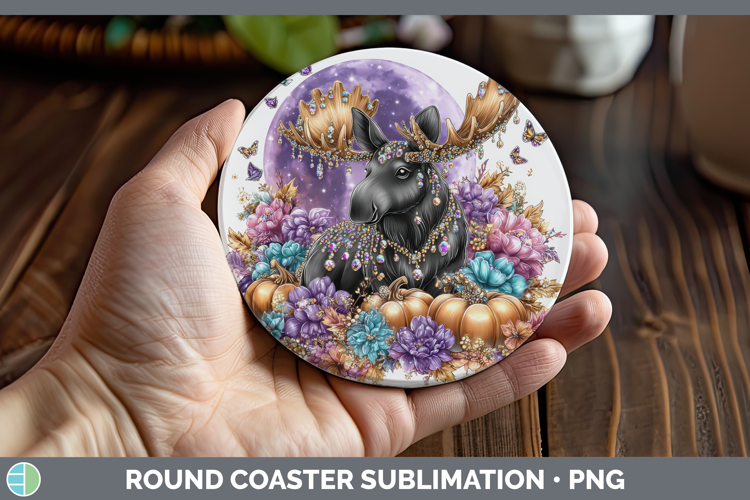 Best Sellers 02 Cute Halloween Moose Round Coaster Sublimati