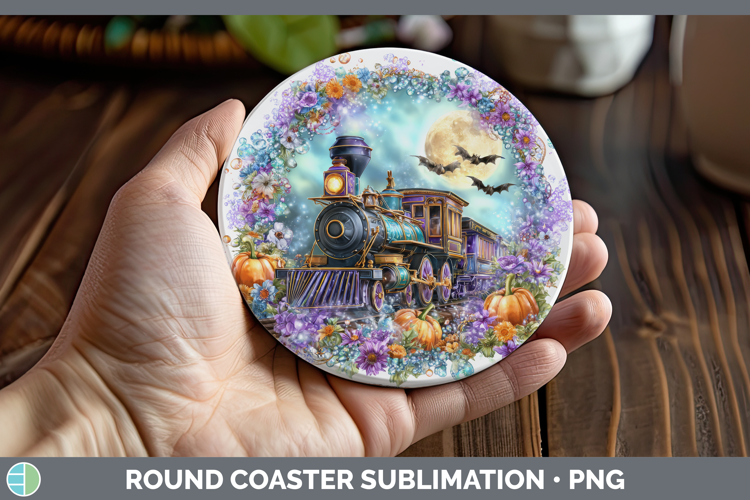 Best Sellers 02 Cute Halloween Train Round Coaster Sublimati