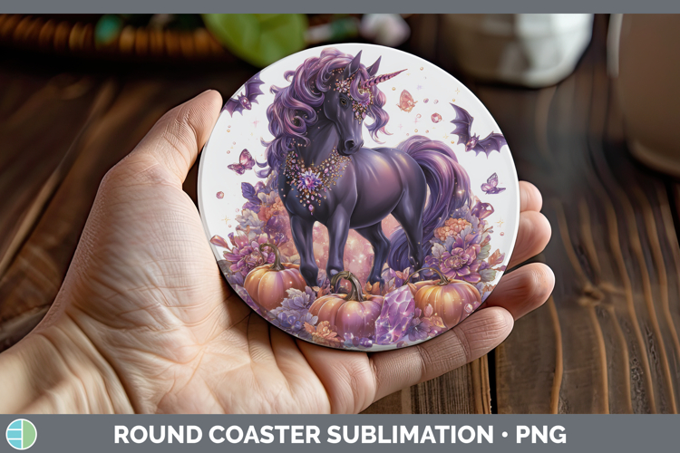 Best Sellers 02 Cute Halloween Unicorn Round Coaster Sublima